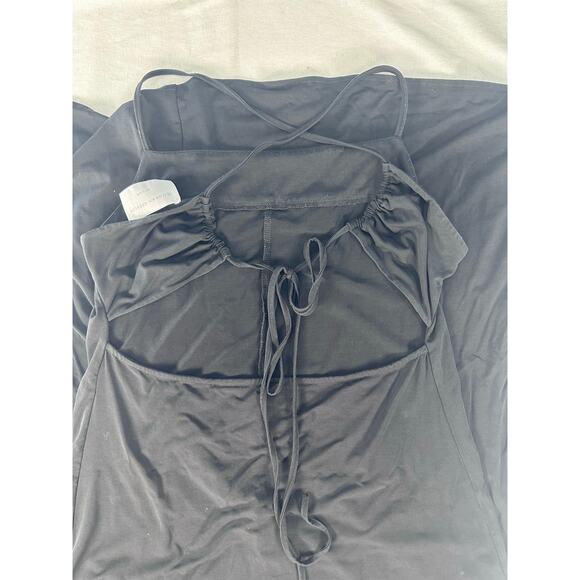 Modern Citizen Women’s sz M Liliana Black Cupro Slinky Midi Dress Lace Up Back - Picture 10 of 13